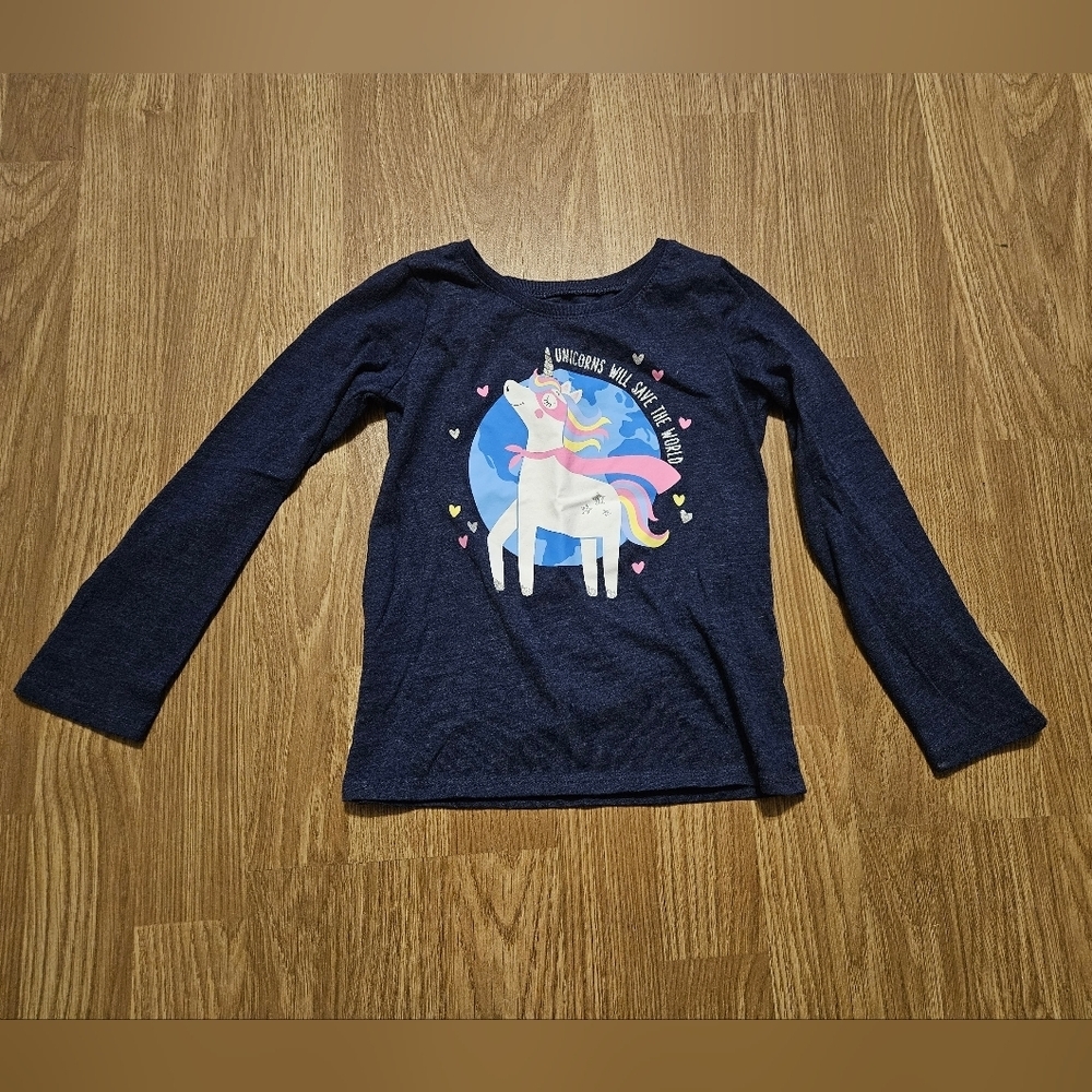 The Children's Place Black Unicorn Long Sleeve Tee